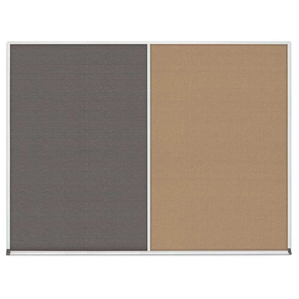 Triple Door Radius Corkboard, 96"x48", Bla, UV7006RC-BLACK-CORK